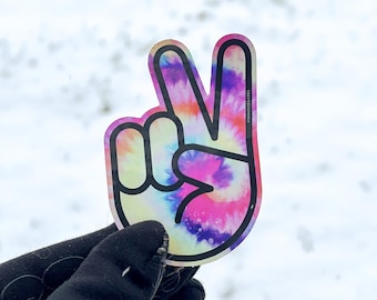 Adesivo con simbolo della pace tie-dye / Adesivo olografico hippie / Atmosfera retrò anni '70 / Adesivo impermeabile per laptop / Regalo per spiriti liberi / Groovy