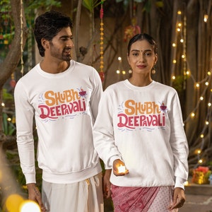 Trendy Diwali Sweatshirt, Shubh Deepavali Jumper for men women Family Matching Diwali jumper, Retro Diwali festival shirt gifts for dad mom