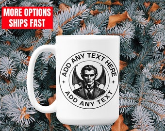 Custom Vampire Lover Mug gift for him her, Personalized Vampire themed Father's Day mug gift add any text, Halloween Gothic Vampire mug gift