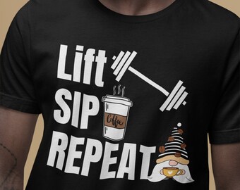 Lustiges Kaffee-Trainings-T-Shirt, Heben-Schluck-Wiederholungs-Geschenk für Gewichtheber, übergroßes Training Hoodie, Pump-Abdeckung, Männer Frauen Gym Shirt Sweatshirt