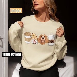 Cocker Spaniel Dog Coffee Lover Gnome Tshirt Sweatshirt Hoodie for Men Women Winter Crewneck for Dog Mom Tee Cocker Spaniel dad Shirt gift