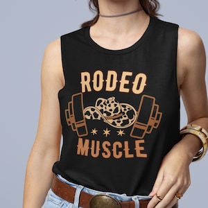 Rodeo Muskel Cowboy Gym T-Shirt, Country-Thema Workout-Shirt für Männer Frauen, Gym Geschenk für Cowboy Gewichtheber, übergroße Work out Gym Tanks