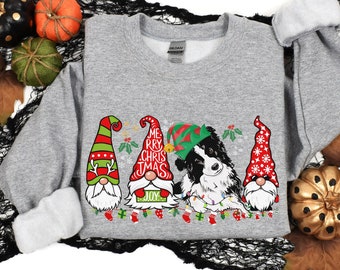 Border Collie Winter Sweatshirt, Christmas Elf Gnome Lover Shirt, Border Collie Mom-Dad Hoodie Sweater gifts for Dog owner dog lovers tshirt