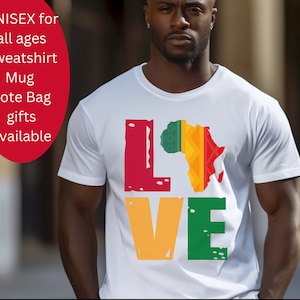 Camiseta unisex de historia negra, camiseta I Love Africa Map para mujer, camiseta retro de mapa africano para hombre, camiseta a juego, camisa de herencia africana