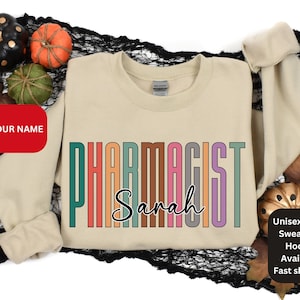 Gepersonaliseerde apotheker shirt hoodie tshirt PharmD trui geschenken voor toekomstige apotheker afstuderen apotheek shirt hoodie voor mannen vrouwen cadeau