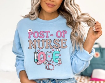 Sweat-shirt T-shirts d’infirmière postopératoire à la mode, cadeau d’appréciation de l’infirmière, cadeau après la chirurgie infirmière postopératoire Rétro enregistré NHS infirmière Pull