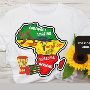 Unisex schwarze Geschichte T-Shirt, Liebe Afrika Karte T-Shirt für Kinder, afrikanische Karte T-Shirt für Jungen für Mädchen, passendes T-Shirt, afrikanisches Erbe Shirt