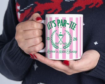 Custom Golf Themed Birthday Mug - Add any Name and Age - 30th 40th 50th Golfer Birthday Gift - Golfing party favors 50th gift