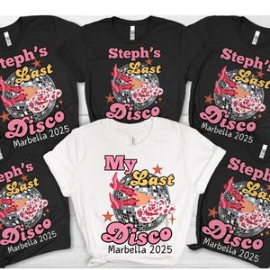 Custom RETRO DISCO BACHELORETTE Shirts for Men Women Personalized Last Disco Hen Party Tee Shirt for Team Bride Bridesmaid 90s Bach Hen Tops