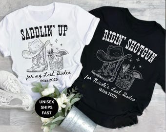 Personalized Western Themed Bachelorette Last Rodeo Shirt Custom Country Bridal Hen Party Wedding Tee Cowboy Party Shirts Cowgirl Bride gift