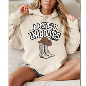 Auntie in Boots Cowgirl Shirt for Aunty, Western gifts for Aunty, Aunty Birthday gift ideas, Cowgirl themed Baby shower Tee shirts for Aunty