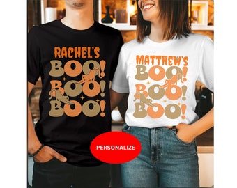 PERSONALIZED COUPLE HALLOWEEN Tee Shirt Boo Spooky Season Gifts for Wife Husband Funny Couple Ghost Fall 1st Halloween T Shirts Sweatshirt
