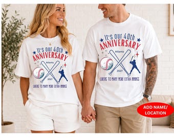 Personalisiertes Baseball Shirt zum Jahrestag 40 50 60 Geschenk für Baseball Liebhaber | Personalisierte Baseball Familie Jahrestag T-Shirt für Männer Frauen