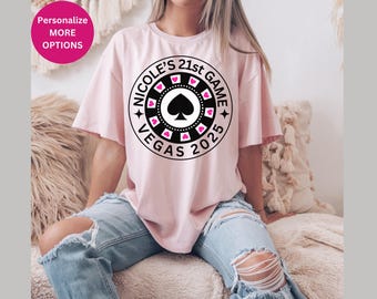 Casino Themed 21st Birthday Shirt, Casino Cocktail Game Night 21st Birthday Party Jumper tshirt, Vegas Birthday Girl Game Unisex Tee Shirts