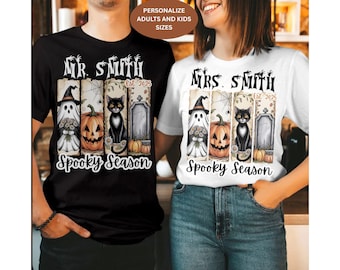 Bonita sudadera personalizada de pareja de Halloween: camisetas a juego para novios y novias, ideal como regalo de boda unisex de Halloween.