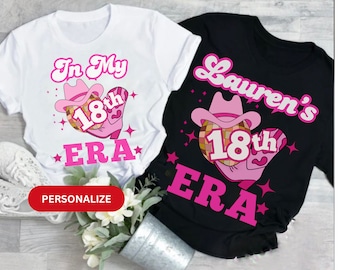 Vaquera personalizada 18 cumpleaños ERA camisa occidental temática fiesta de cumpleaños camiseta personalizada país Nashville 18 camisas regalos para ella
