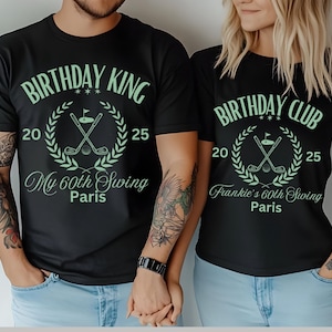 60th Birthday Golf Shirt Men Women&#39;s Golfing Birthday Tee | 60th Par-Tee King Funny Dad 60th Birthday Gifts | Golf Club Birthday Squad Shirt