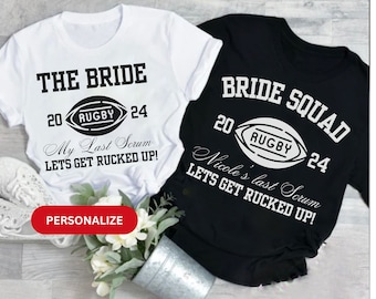 Camiseta de despedida de soltera de rugby para hombre y mujer, ideal como regalo de despedida de soltera o como sudadera con temática de rugby para novia y dama de honor.