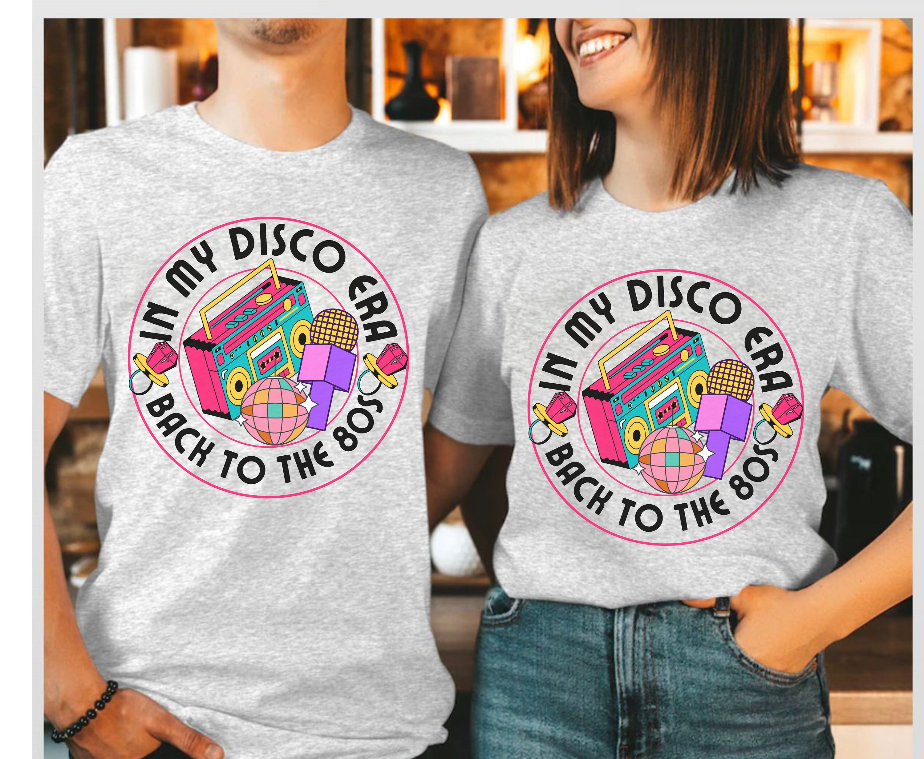 Maglietta estiva da donna, vintage, da donna, con scritta I Love The 80s, senza spalline, da discoteca, 80, da donna, estiva, leggera, oversize, basic da donna, bianco, S