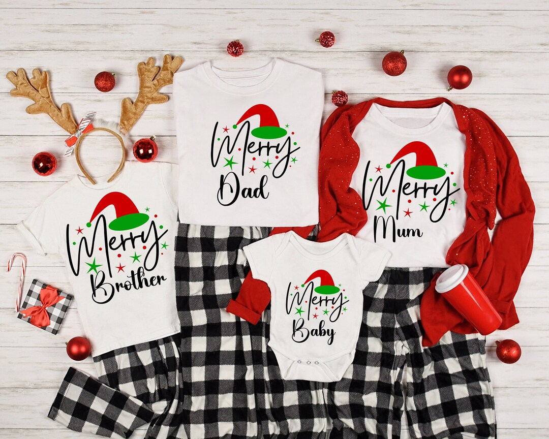 Personalised Family Matching Christmas Jumper Shirts Baby Etsy