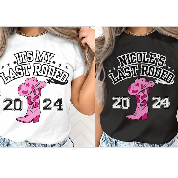 2024 Last Rodeo Hen Party Shirt, Western Themed Cowgirl Bachelorette Shirts, Varsity Cowboy Hen Do Tee Shirt, Country Bridal Party Jumper