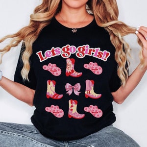 Let's Go Girls Camicia da cowgirl a tema western Coquette Cappello da cowboy Camicie Felpa, Maglietta da viaggio per ragazze Let's Go, Camicia da cowgirl alla moda per donna