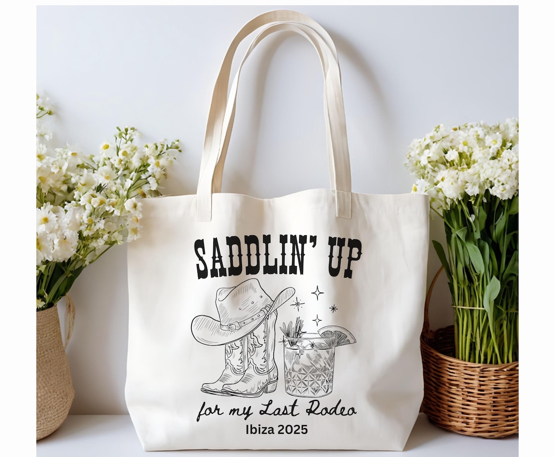 Custom Name LAST RODEO Cowgirl Tote Bags Western Bachelorette Party ...