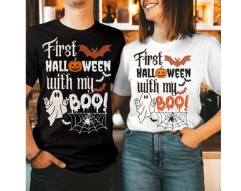 COUPLE FIRST HALLOWEEN Tee Shirt with my Boo Spooky Season Gifts for Wife Husband Funny Couple Ghost Fall 1st Halloween T Shirts Sweatshirt