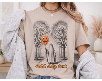 Personalisierte Halloween gruselige Shirts - fügen Sie einen beliebigen Text hinzu - Ghost Pumpkin T-Shirt - benutzerdefinierte Männer Frauen Ghoul T-Shirt - Horror Fan Herbstgeschenke