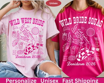 Trendy Last Rodeo Shirt Europa Reise Western Cowgirl Hen Party Tee, benutzerdefinierte Spanien Ibiza Benidorm Bachelorette Top Cowboy Hendo Hoedown Tshirt
