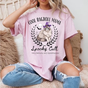 Cool Ragdoll Cat Mama Spooky Cult Tee Sweatshirt – Witchy Ragdoll Halloween Shirt | Ragdoll Dog Mom Gift | Unisex Ragdoll Dog Mum Fall Shirt