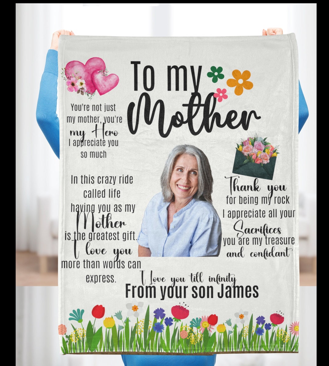 Personalized Blanket for Mom, Mother's Day Blanket Gift Custom Name Add ...