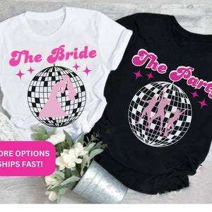 Disco Bride Bridesmaids Shirt Bridal Party Shirt Trendy Last Disco Bachelorette Party Tee 90s Retro Team Bride Bachelorette Hen do Shirts