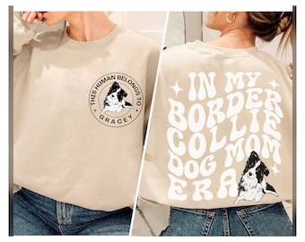 Personalizado Border Collie Dog Mom Era Dog Mum camisa Border Dog Breed Mama Camiseta sudadera con capucha regalo para Dog Lover Vsco Camisetas personalizadas para mujeres