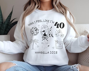 40th Beach-Themed Disco Birthday Shirt Man I feel like I am 40 Tops Lets go girls - Fun 40th Retro Birthday Party doodle Unisex Tee Shirts