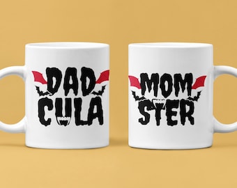 Custom Vampire themed Family Halloween Coffee Mug Gifts for men women Personalized Dracula Momster Dad Grandma Grandpa Halloween Ceramic Mug
