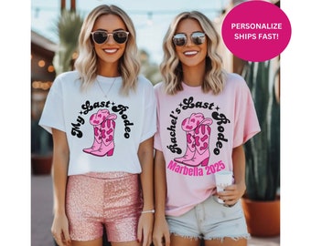 Personalisierte Western Themen Bachelorette letzte Rodeo Shirt Benutzerdefinierte Land Braut Hen Party Hochzeit T-Shirt Cowboy Party Shirts Cowgirl Braut Geschenk