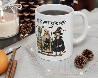 Rolig anka Halloween keramikmugg, 30 cl - Spöklika ankälskare Halloween-muggar presenter för män kvinnor - Höst anka-tema kaffe- och temugg