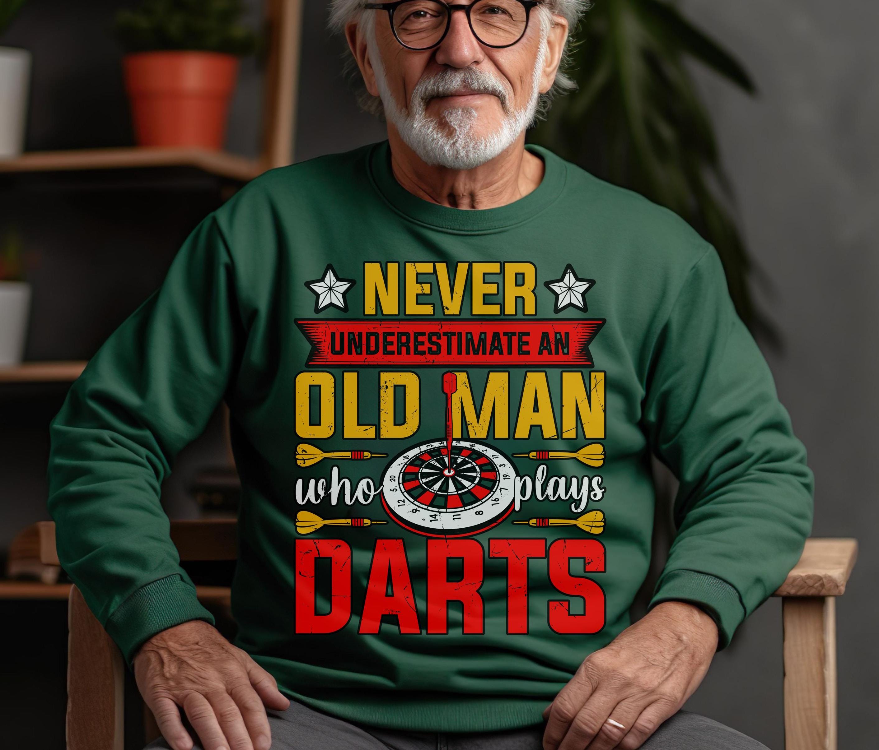 Never Underestimate an Old MAN Who Plays DARTS Funny Vintage Tee