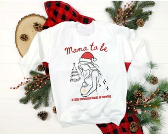 Weihnachts-Shirts für werdende Mütter, Weihnachtsgeschenke für werdende Mütter, festliche T-Shirts und Sweatshirts für werdende Mütter, Oberteile zur Schwangerschaftsverkündung, Oberteile für die Babyparty zu Weihnachten