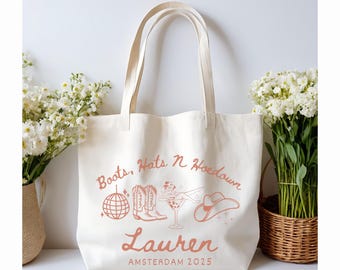 Benutzerdefinierte Cowgirl Stiefel Hoedown Land Tragetaschen Western Bachelorette Geburtstag Mädchen Reise Gefälligkeiten Hen Party Souvenir Geschenke Tasche für Team Braut