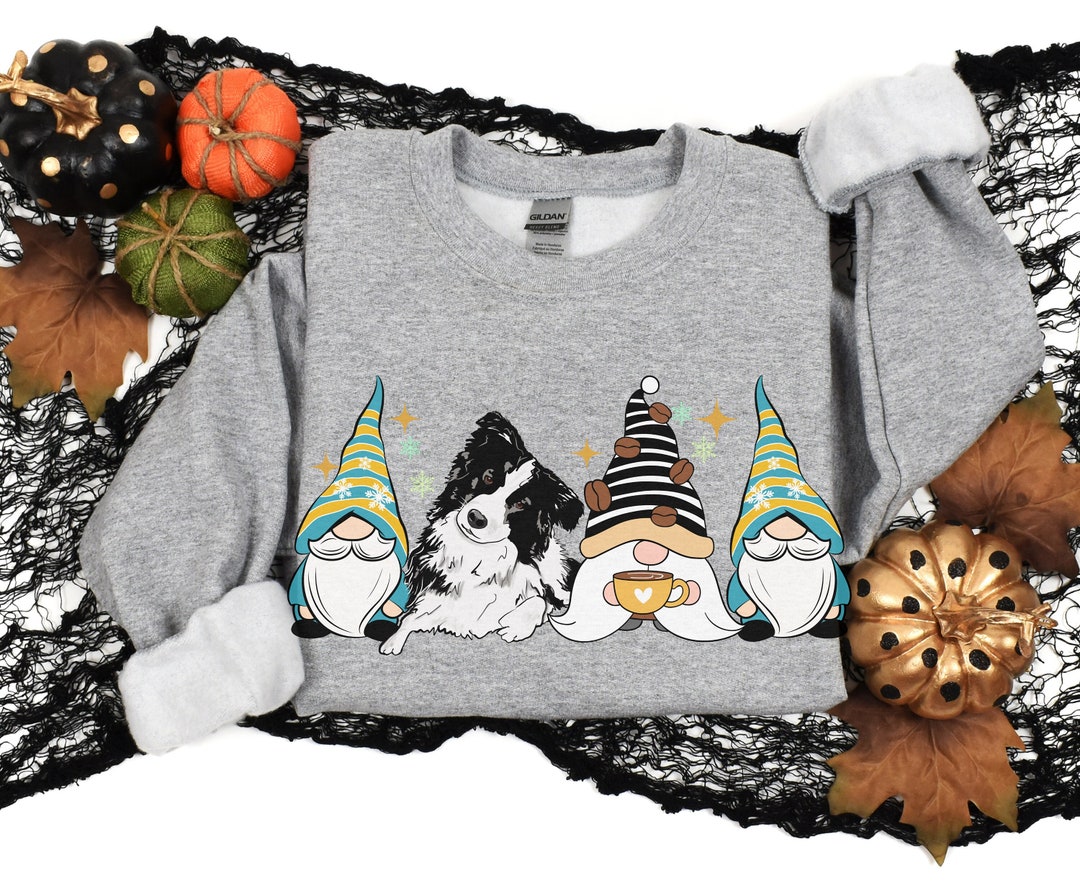 ★★COVERNAT★★ border collie laurel sweatshirt heather gra Border Collie Winter Sweatshirt T Shirt Elf Gnome Lover