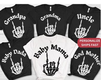 Rock n Roll Themed Baby Shower Matching Shirts Gender Reveal Family Rock Concert Party Tee Shirts for Dad Mom - Pregnancy Announcement Gift