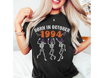 Born in 1994 30th Halloween Birthday Gift for men women 30th Halloween Birthday Spooky Skeleton Tee Shirt for her 30th Birthday girl Shirts
