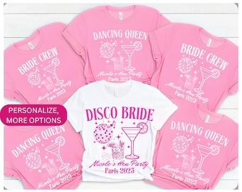 Aangepaste disco bruid bruidsmeisjes shirt bruids tshirt trendy laatste disco vrijgezellenfeest Tee jaren 90 retro team bruid vrijgezellenfeest shirts