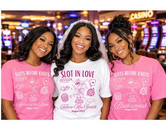 Slot in Love Casino Themed Bachelorette Shirt - Slots before Knots Hen Party Tops for Brides Bridesmaids - Trendy Vegas Bridal Shower Tees