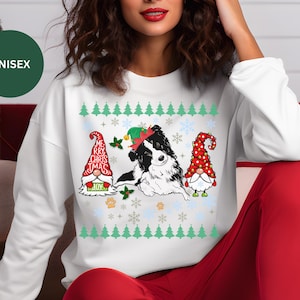 Festive Border Collie Christmas T Shirt Cute Holiday Dog Lover Tee Sweatshirt Xmas Gift for Dog Owner Border Collie Dog Mom Dad Owner Top