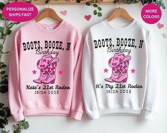 Benutzerdefinierte 21. RODEO Geburtstag Sweatshirt T-Shirts Western-Themed Cowgirl Country 21st Nashville Shirts Geburtstagskind Sweatshirts Geschenk für Männer Frauen