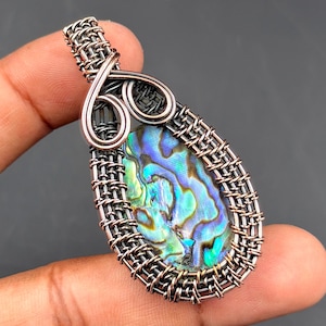 Abalone schelp koperdraad gewikkeld hanger handgemaakte edelsteen sieraden