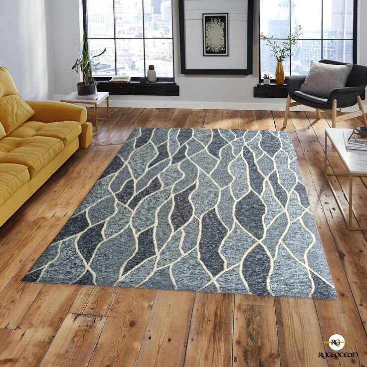 Loop Rugs Grey Handmade Tufted Grey High Loop Wool Area Rug for Living Room Kids Room ...